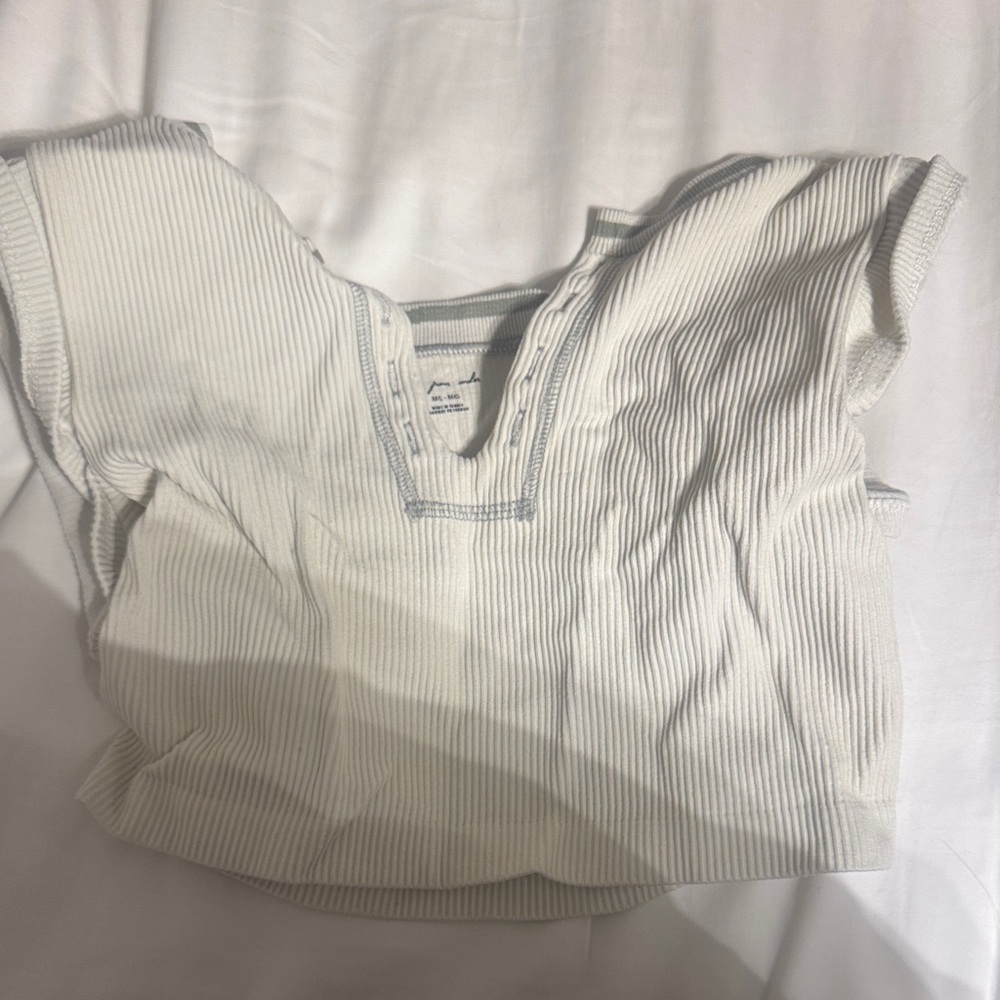 Urban Outfitters White and Gray Striped Tee